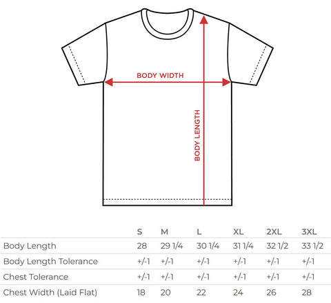 tee shirt size chart