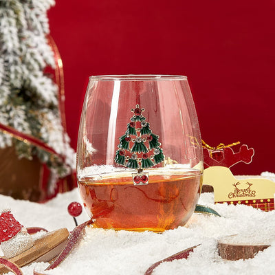 Stemless Christmas Lights Wine Glass Tumblers Glasses Set of 2