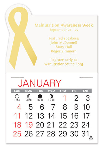 Awareness ribbon promotional mini sticky back calendar