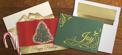 Business Christmas Card Designs in Ivory, Red, and Green