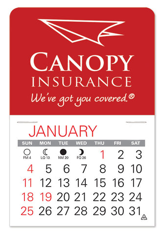 Small sticky back calendar for insurance company promotions