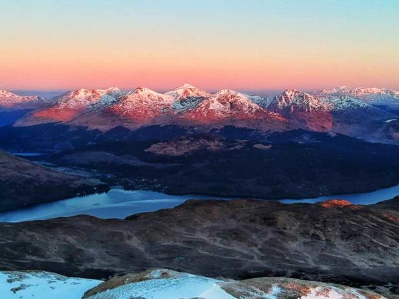 Easterly view of sunrise from summit of Ben Lomond