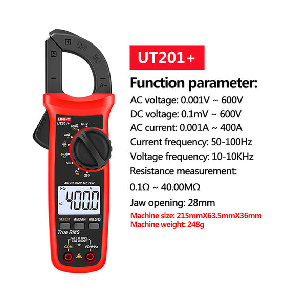 UNI-T UT202A+ UT204+ Digital AC DC Current Clamp Meter Multimeter True