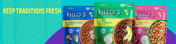 FILLO'S updated packaging in vibrant, tropical colors alongside the new tagline: "keep traditions fresh."