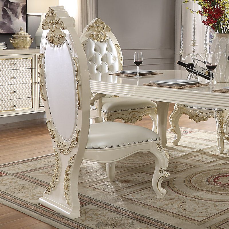 Gloss White and Gold Dining Room Table Set | Furniture World Outlet