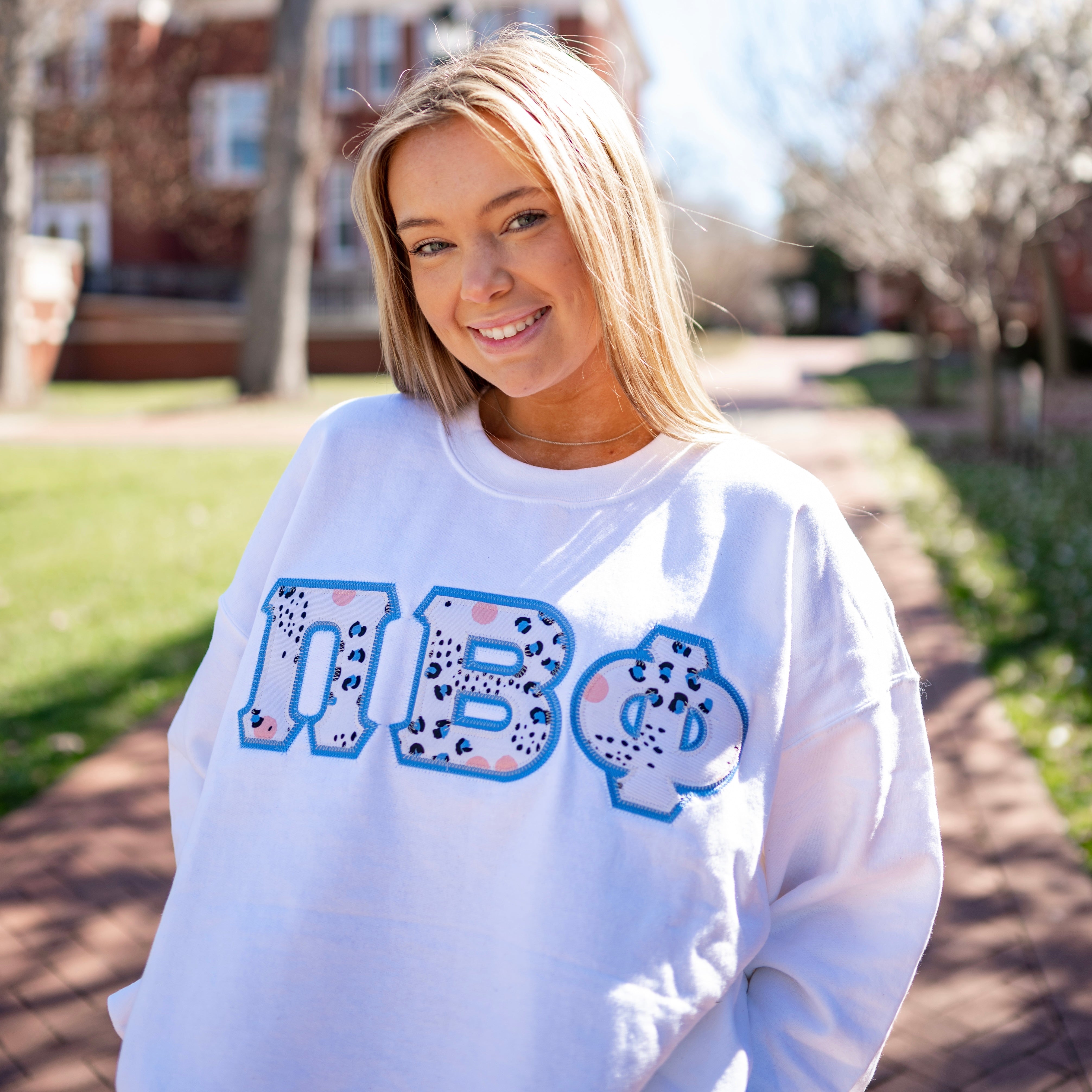 Blue Seersucker Sorority Greek Letter Double Stitched Jersey