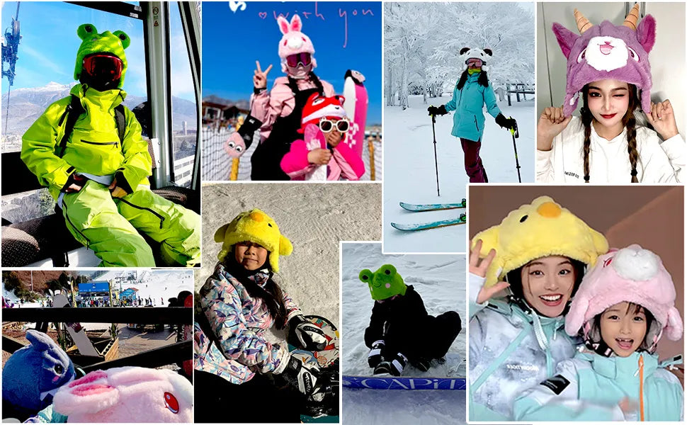 Cartoon Plush Ski Helmet Decoration Cover Cap Skiing Helmets Decorative Hat for Adults & Kids Snowboarding Bicycle Motocycle