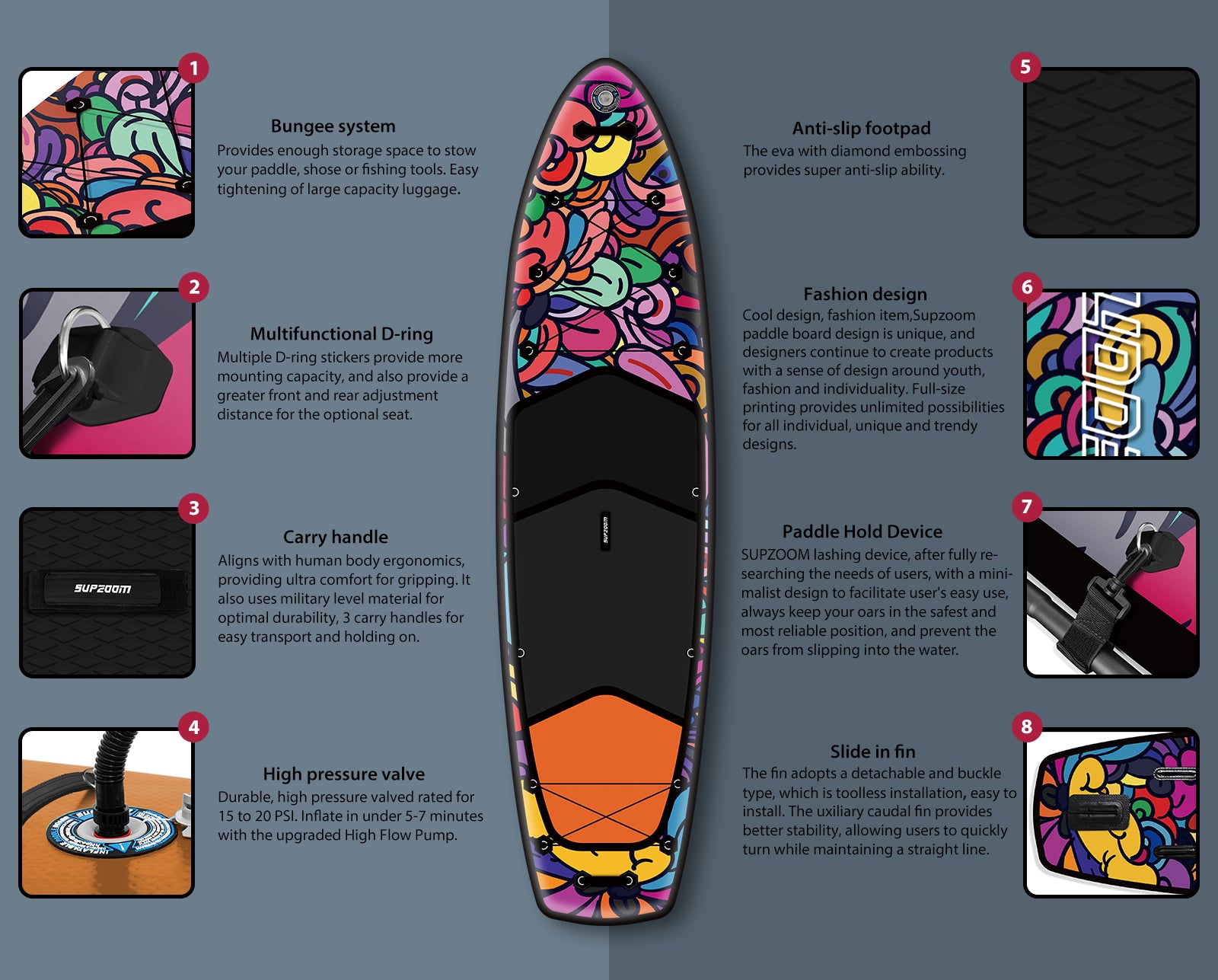 Fashion and comfortable Colorful II style 10'10'' all round paddleboard | Supzoom