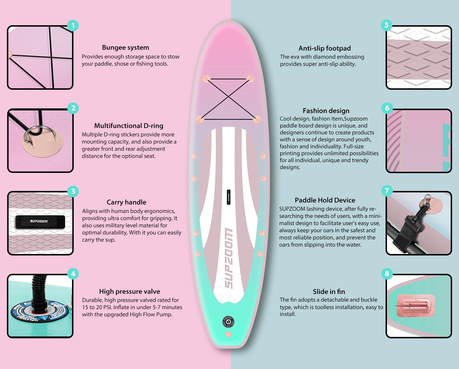 Fashion and comfortable Macaron light green style paddleboard | Supzoom