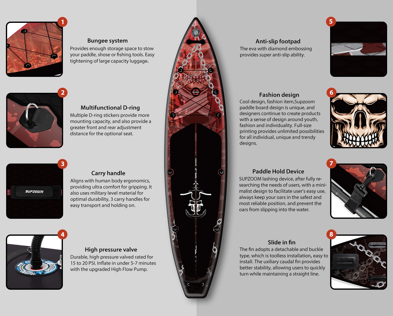 Fashion and comfortable all around 11'10'' Evil Halloween skull style paddleboard | Supzoom