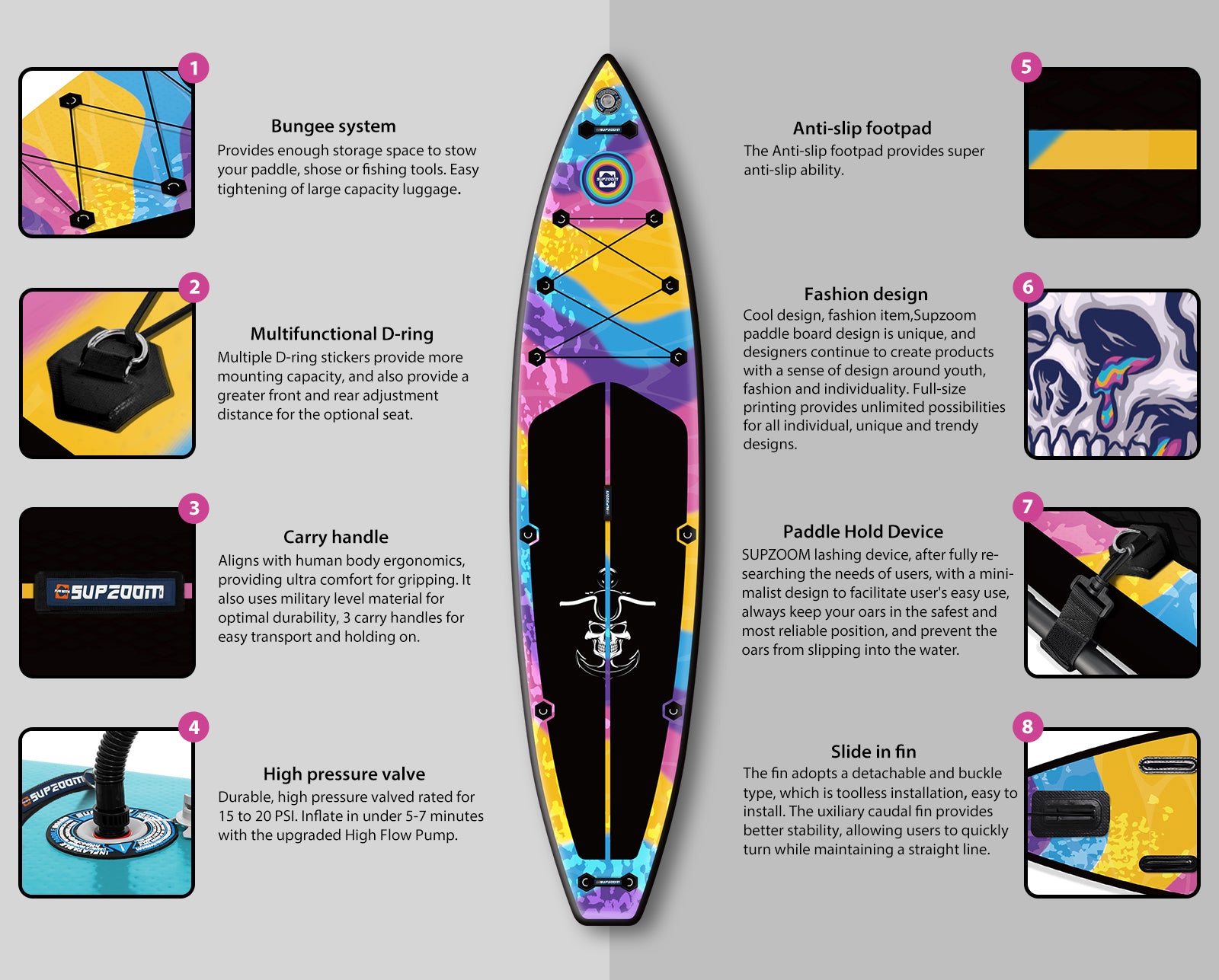 Fashion and comfortable all around 11'10'' Fashion Skull style paddleboard | Supzoom