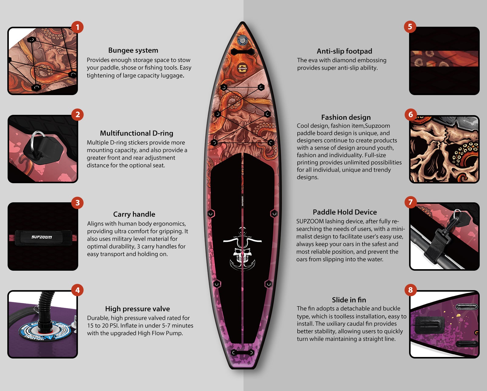 Fashion and comfortable all around 11'10'' Halloween-Skull style paddleboard | Supzoom