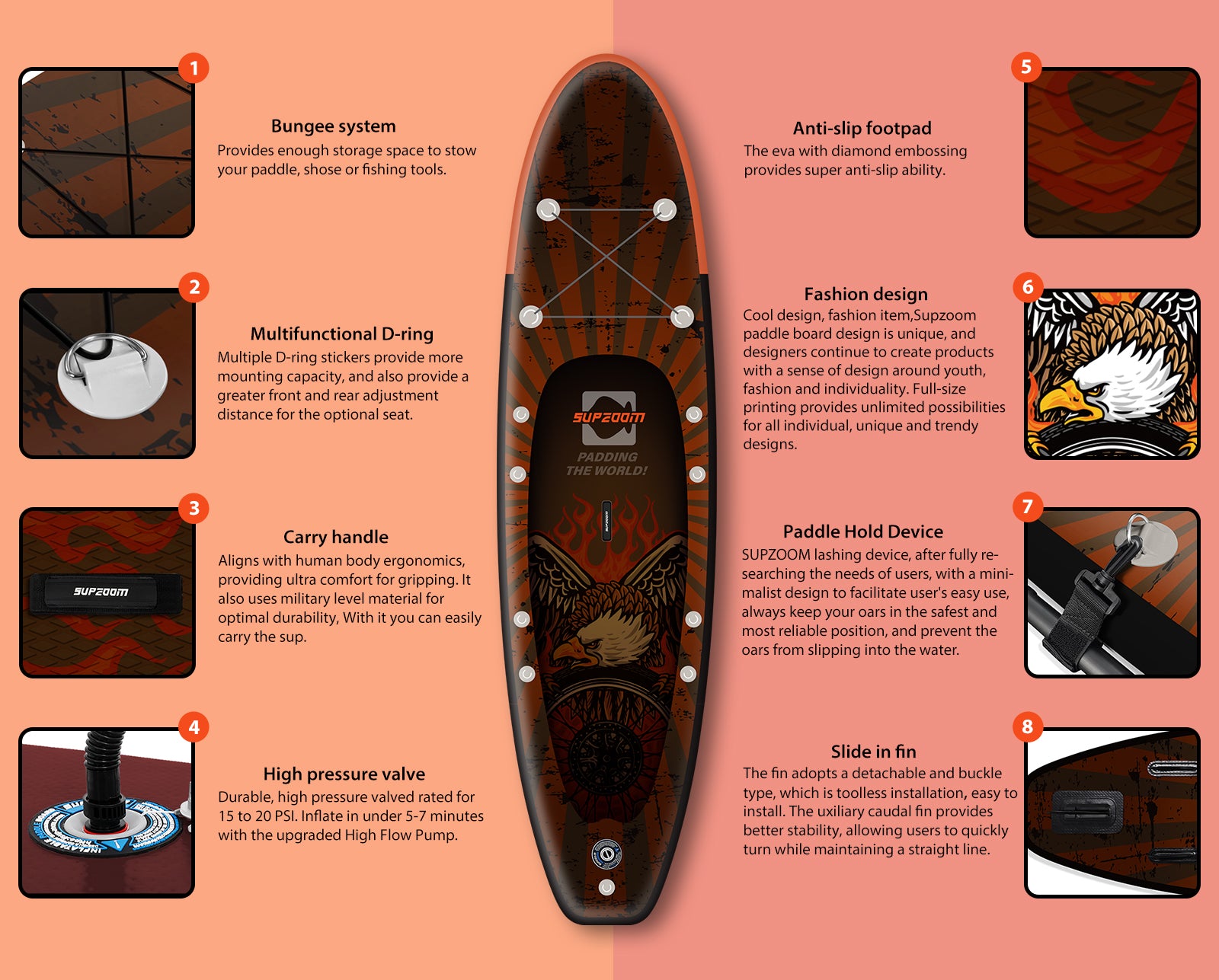 Fashion and comfortable eagle locomotive style paddleboard | Supzoom