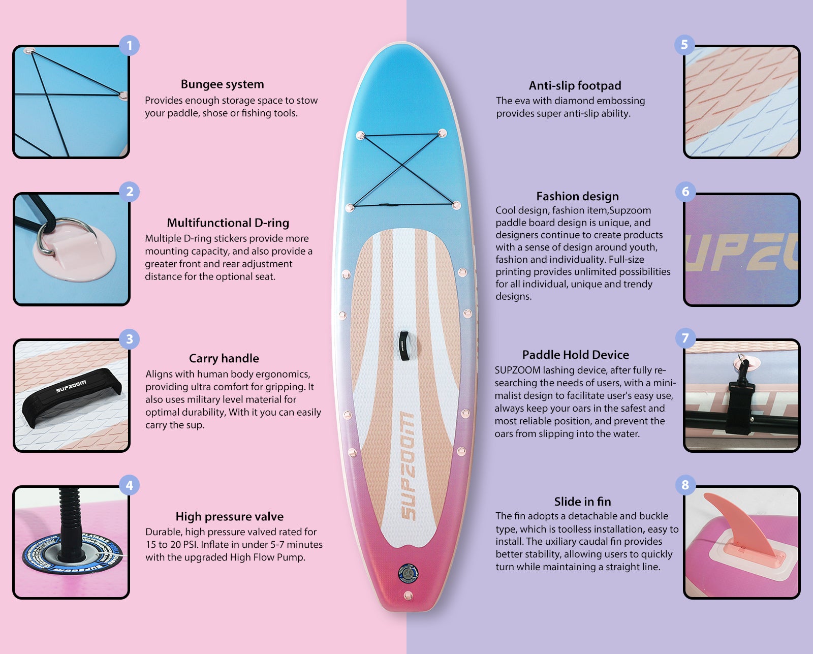 Fashion and comfortable light blue paddleboard | Supzoom