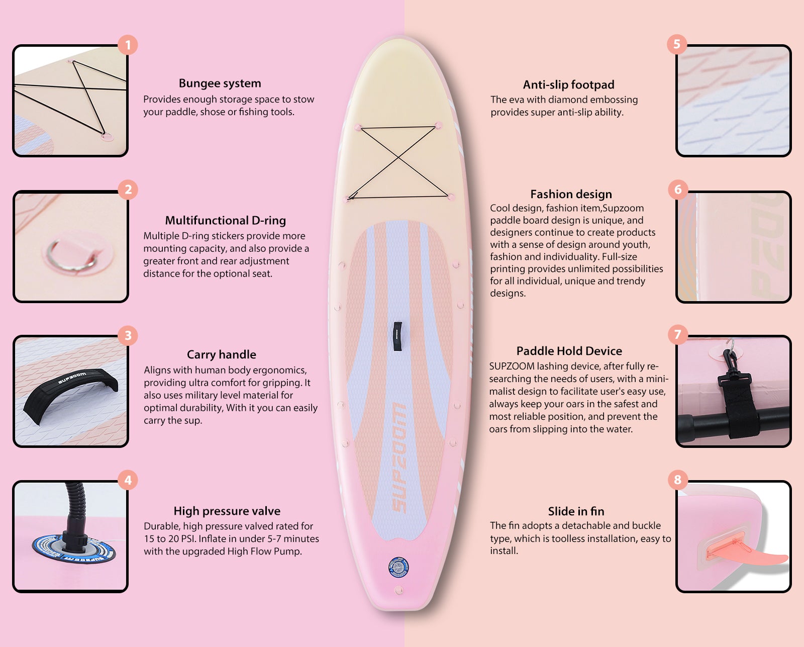 Fashion and comfortable pink paddleboard | Supzoom