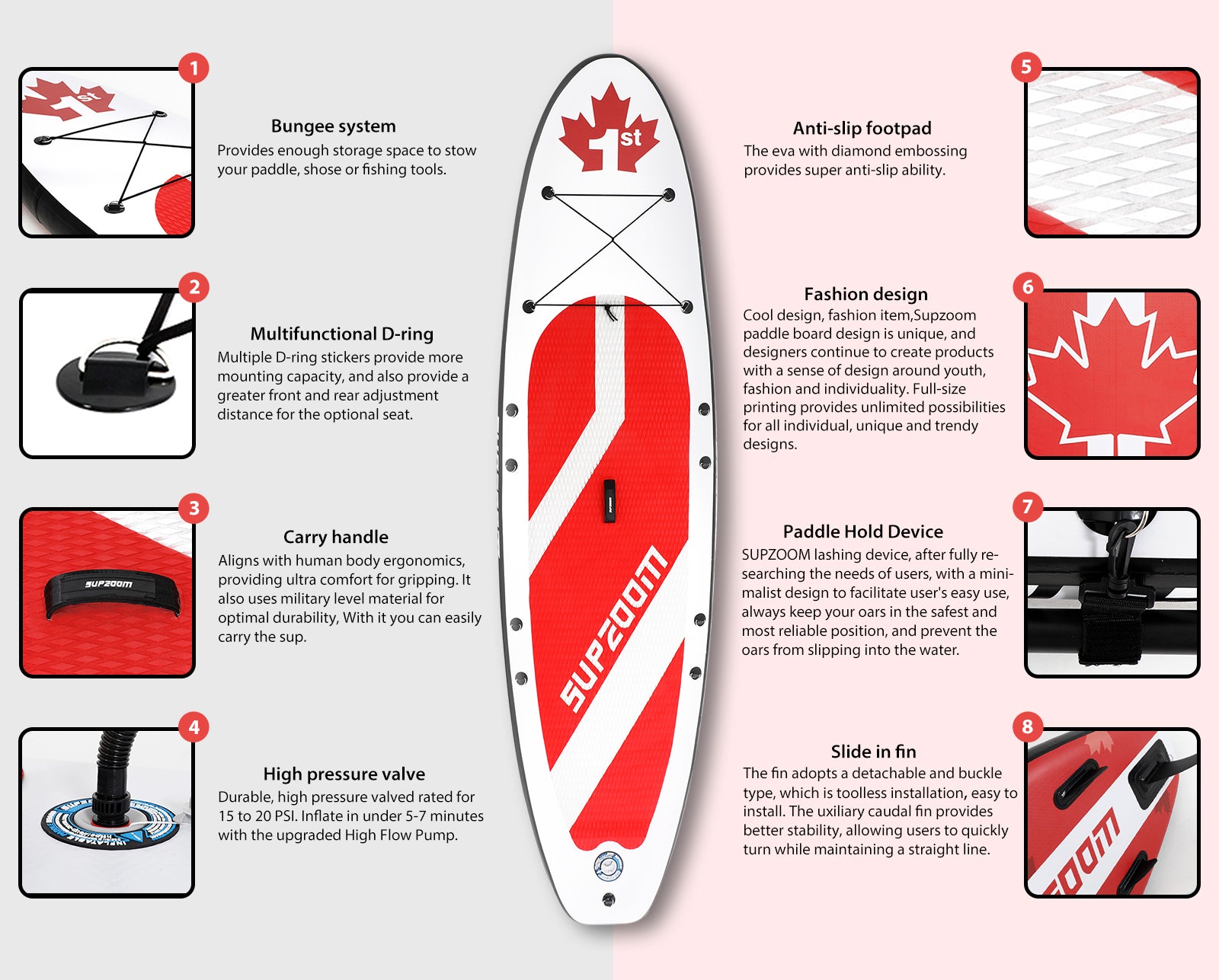 Fashion and comfortable red leaf paddleboard | Supzoom