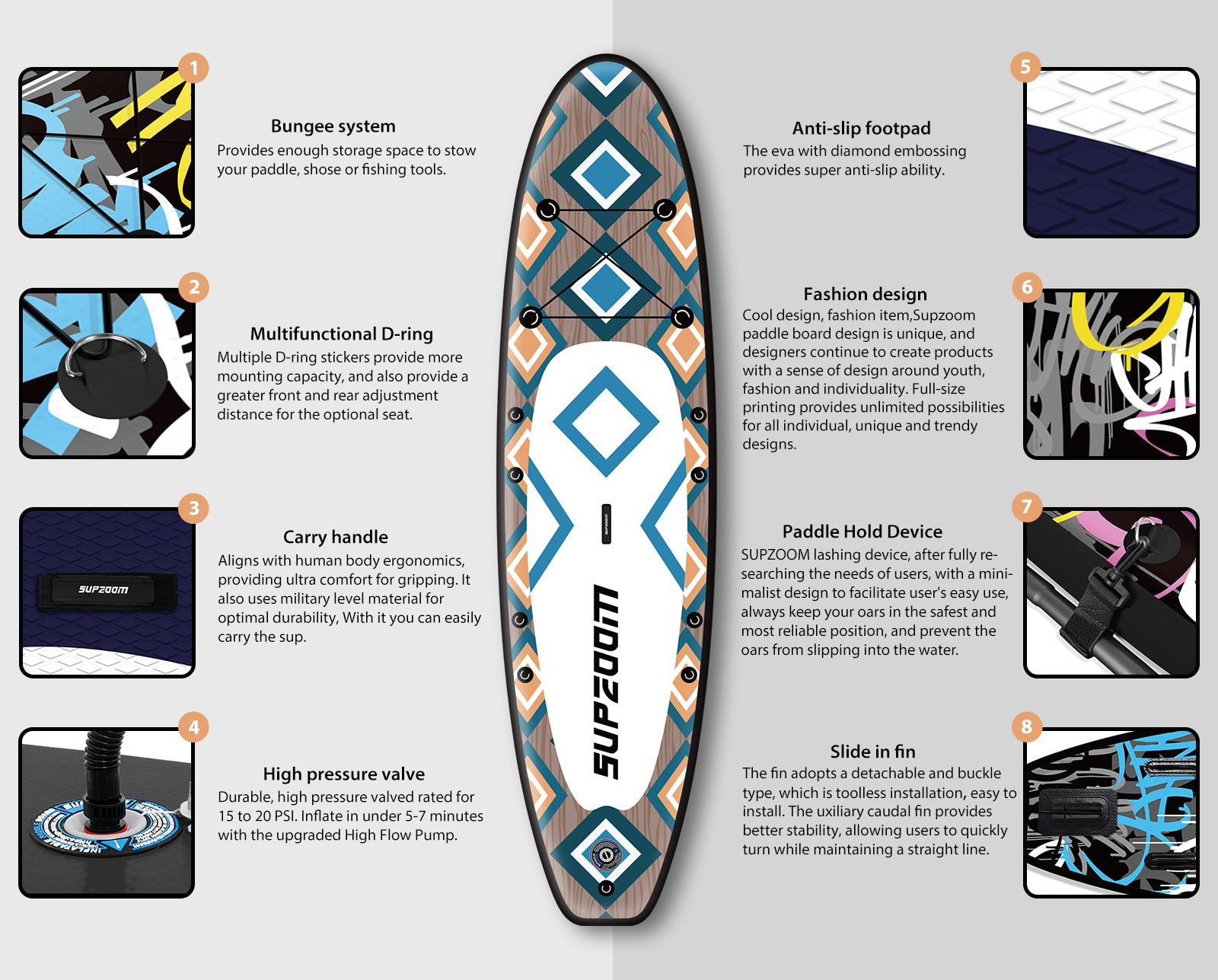 Fashion and comfortable square style paddleboard | Supzoom