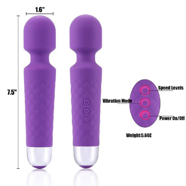 USB recharging wand massager - Purple 1