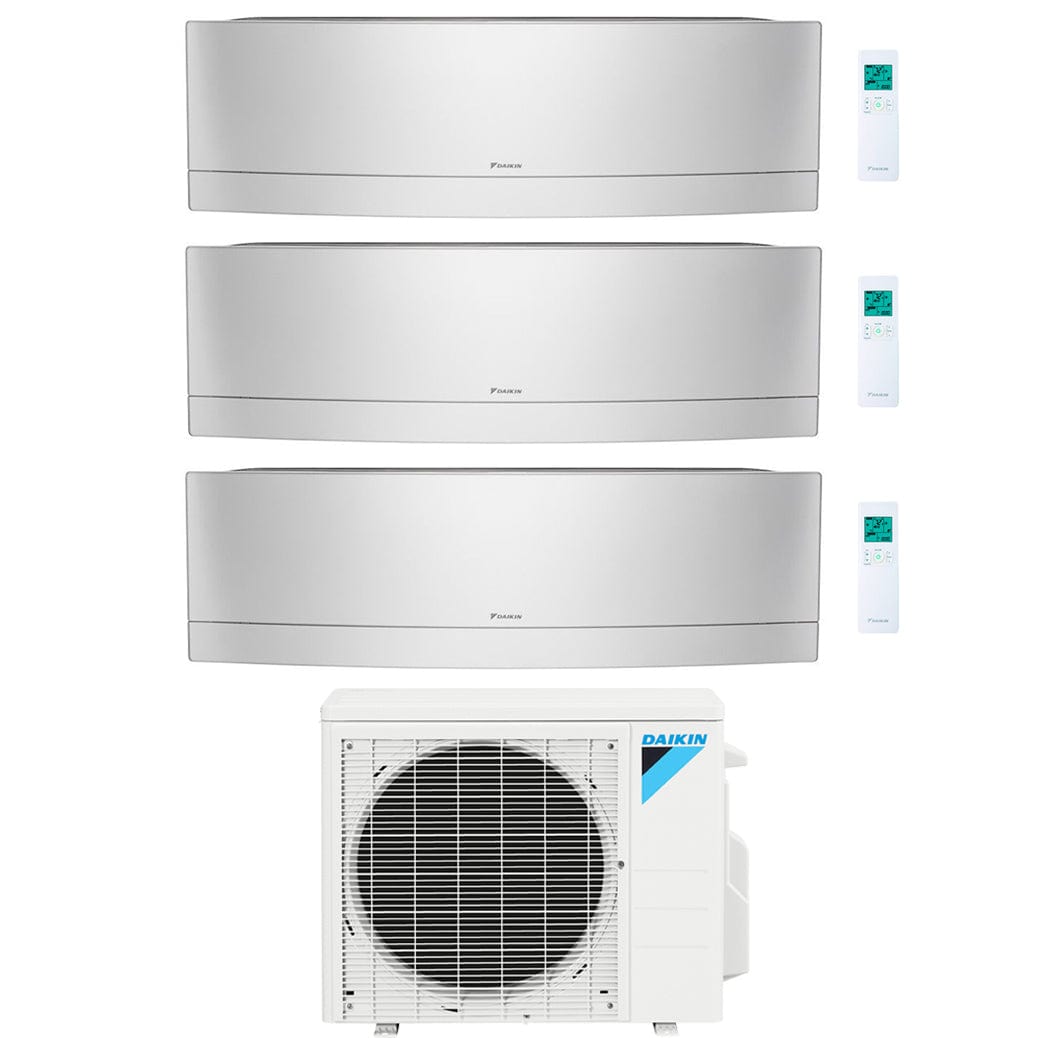 Daikin 3-Zone Wall Mounted Emura Silver Ductless Mini-Split 36000 BTU Heat Pump Air Conditioner 9k + 18k + 18k - 18.1 SEER2