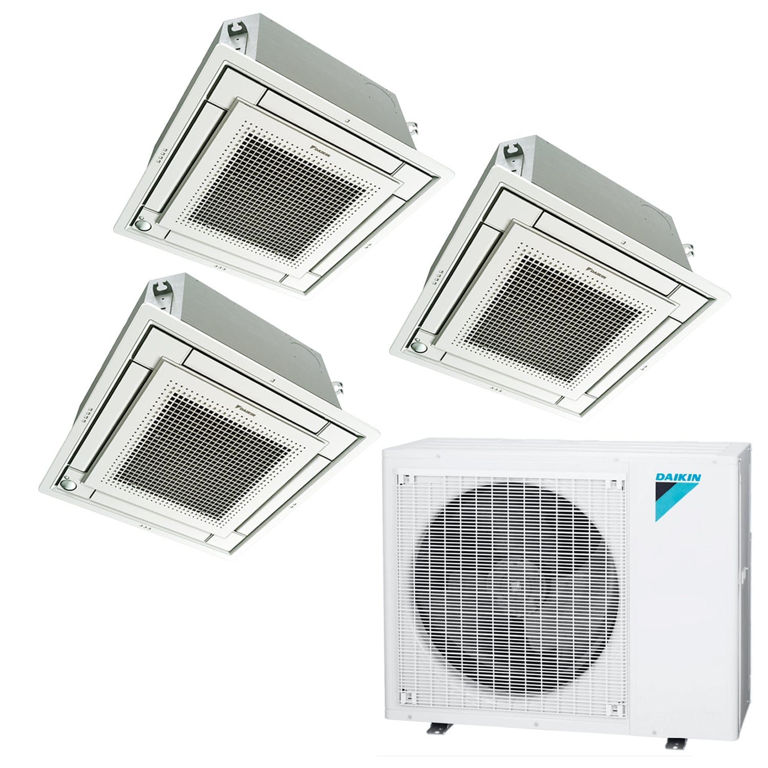Daikin 3-Zone Ceiling Cassette Hyper Heat Ductless Mini-Split 36000 BTU Heat Pump Air Conditioner 9k + 18k + 18k - 20 SEER2