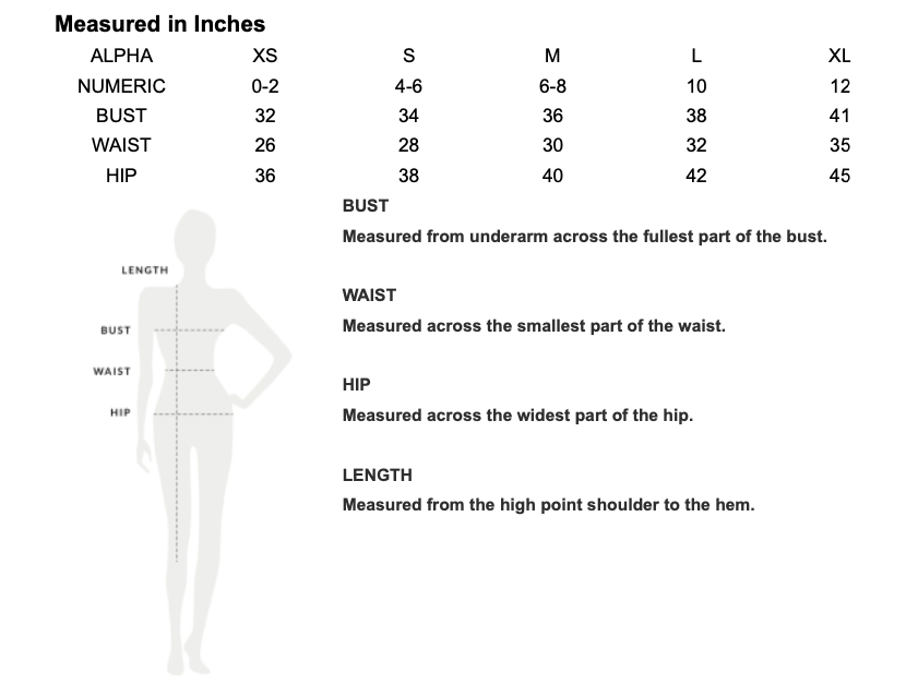 Ladies Only Size Guide