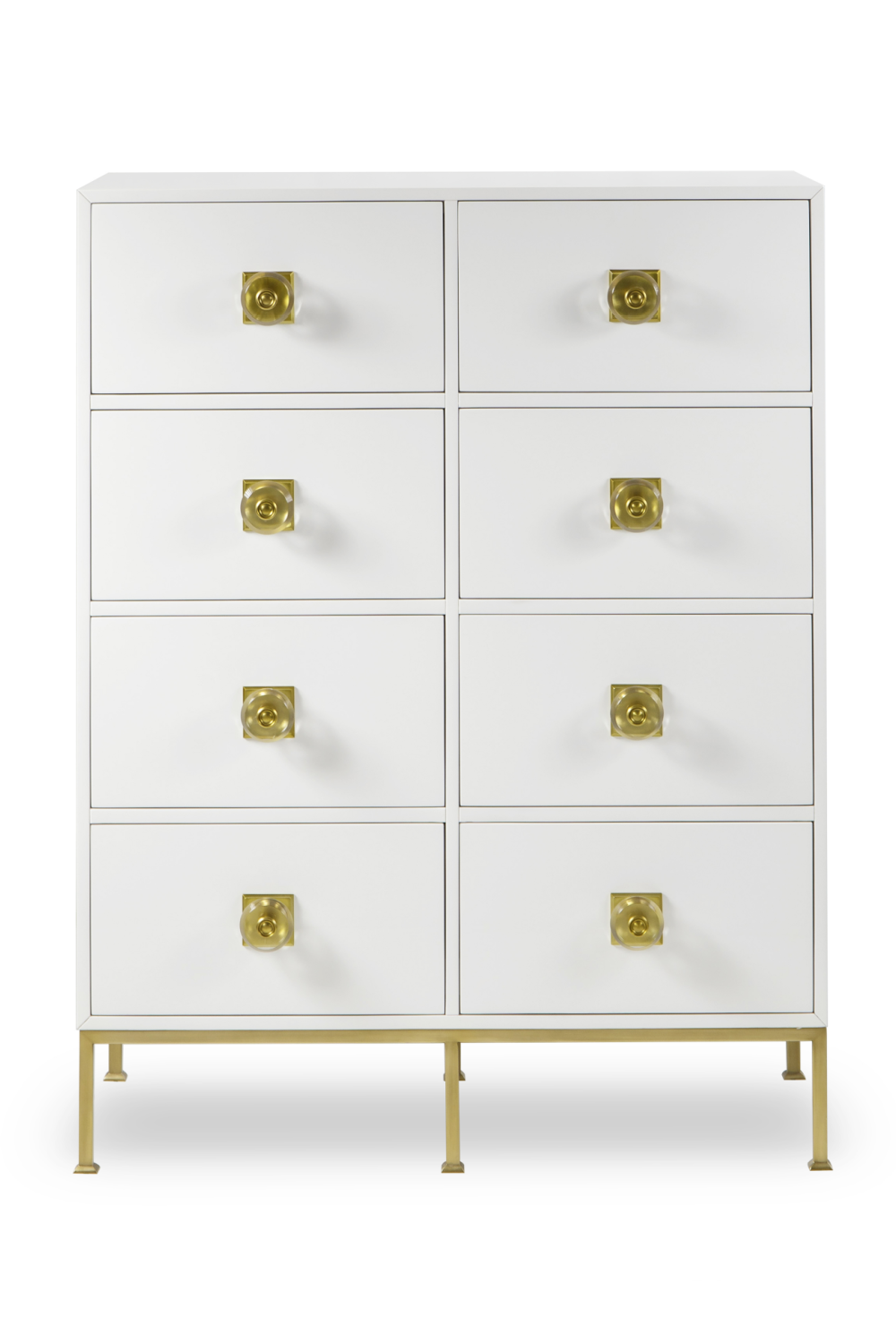 Brass Accent White Eight-Drawer Dresser | Andrew Martin Formal