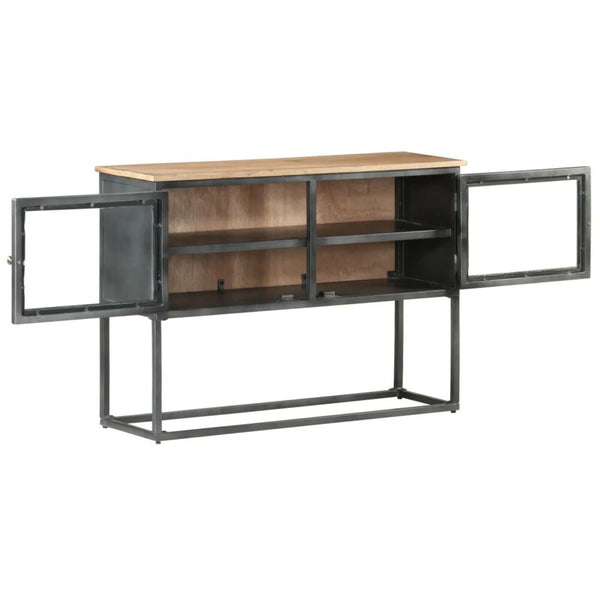 Urban Cabinet Steel & Wood Sideboard Glass Display Industrial Style Rustic Unit - Floral Stem Limited