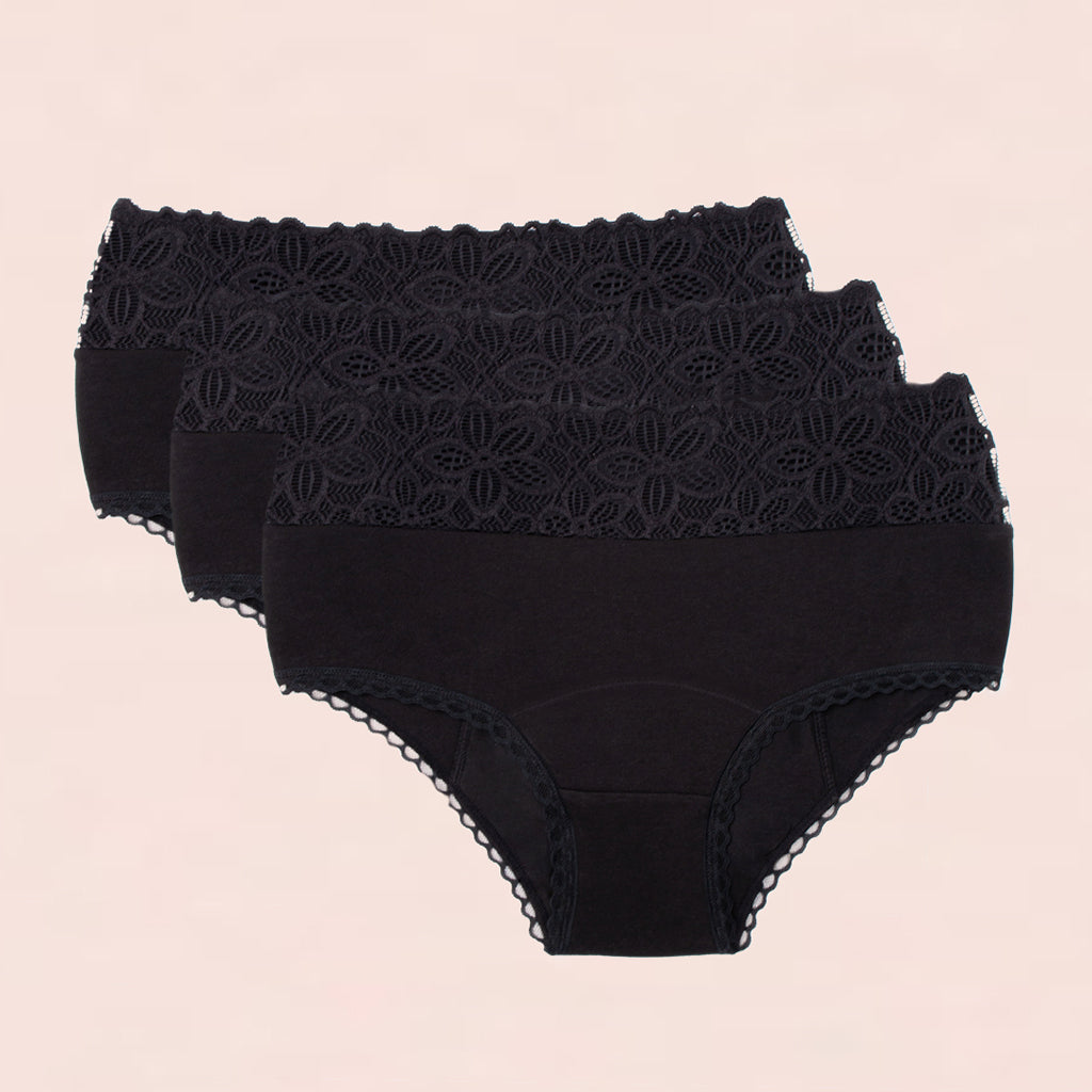 Period Panty Slip Periodenunterwäsche schwarz mit Spitze online