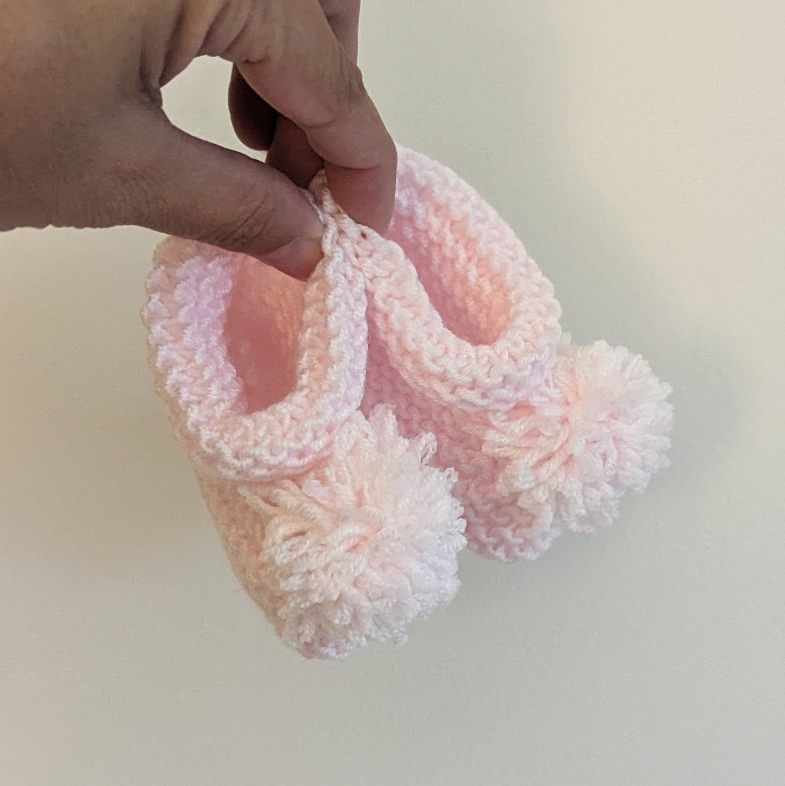 Hand-knitted Stone Booties with Pom Pom