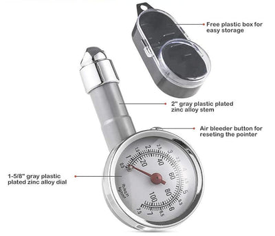 Analog Tyre Pressure Gauge / Meter For Car And Bike