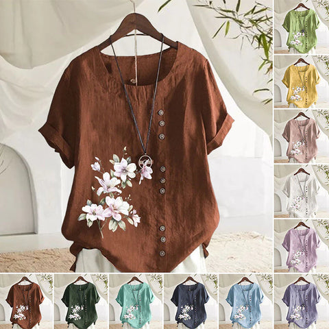 Floral Cotton Linen Shirt – Cozymoo