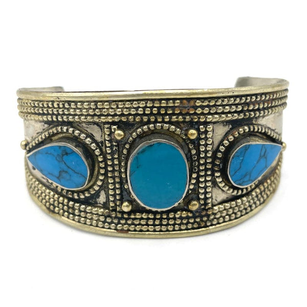 Lapis Bracelet, Afghan, Kuchi Jewelry, Silver Cuff, Brass, Mixed Metal,  Vintage No:ALP-1