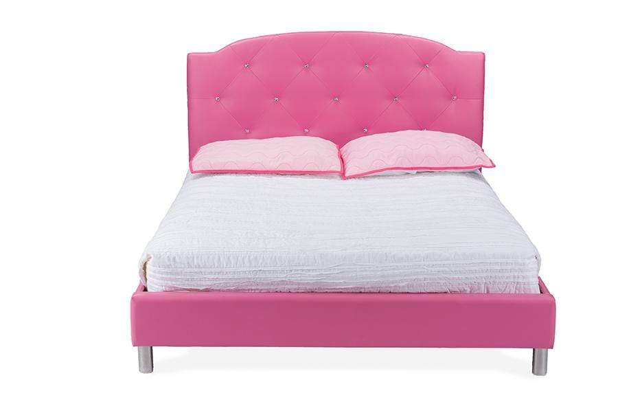 Canterbury Pink Leather Contemporary Full-Size Bed