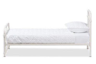 Mandy Vintage Industrial White Finished Metal Twin Size Platform Bed