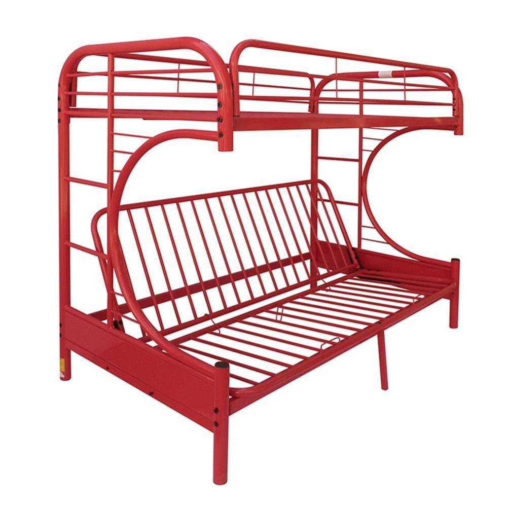 Eclipse Twin/Full Futon Metal Bunk Bed #color_Red
