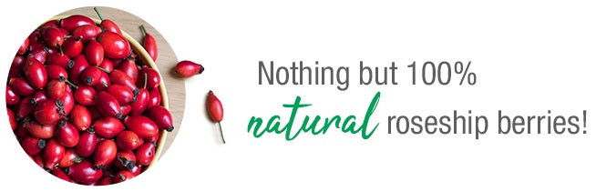 Nothing but 100% Natural Rosehip Berries in Rose-Hip Vital
