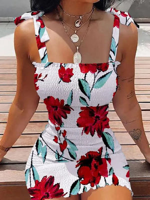 Sexy Women's Bodycon Dress Summer Fashion White Sling Strapless Folds Mini Slim Pencil Print Tank Dresses For Women Vestidos - Fashiondresses for less