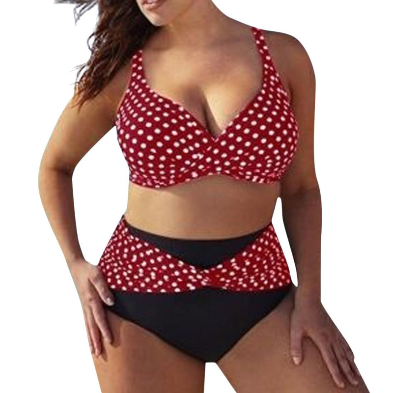 Plus Size S-5xl Women Sexy Bikini Set Dot Push Up Swimwear Swimsuit High Waist Vintage Beachwear