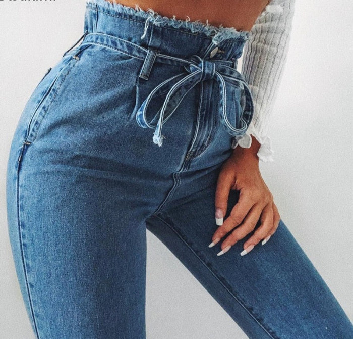 2022 New Ladies Jeans Trousers Retro High Waist Stretch Pants