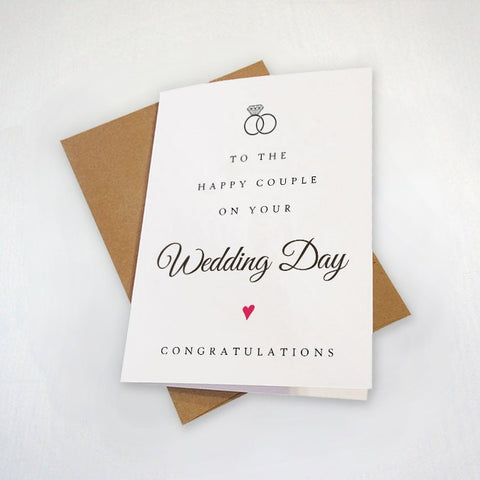 Wedding Day Congratulations Card, Adorable Greeting Card For Newly Weds, Congrats For Married Couple, Best Wishes For Bride & Groom