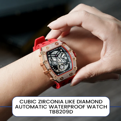  Cubic Zirconia Like Diamond Automatic Waterproof Watch TB8209D