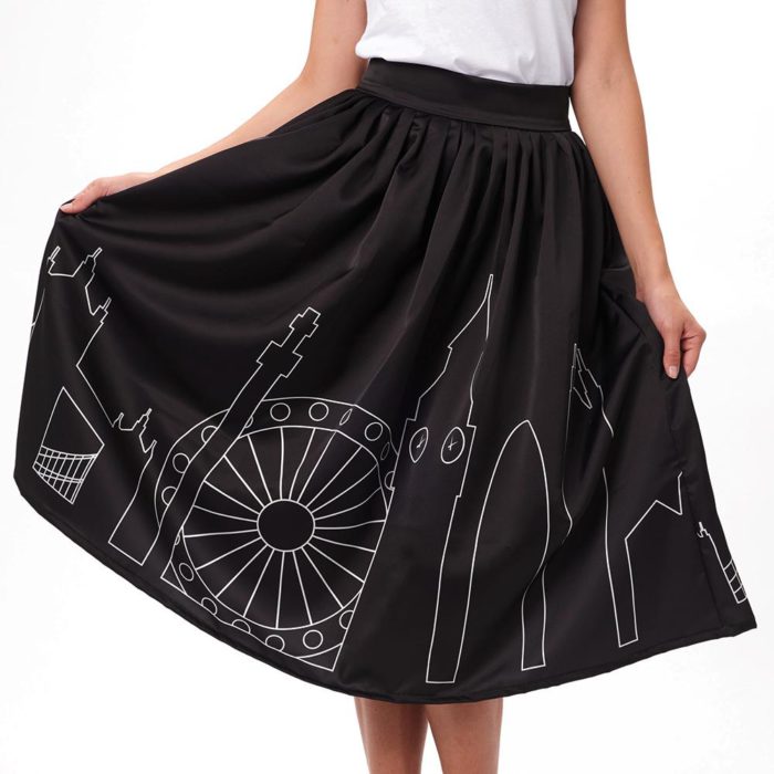 valentina poltronier black midi skirt with graphics