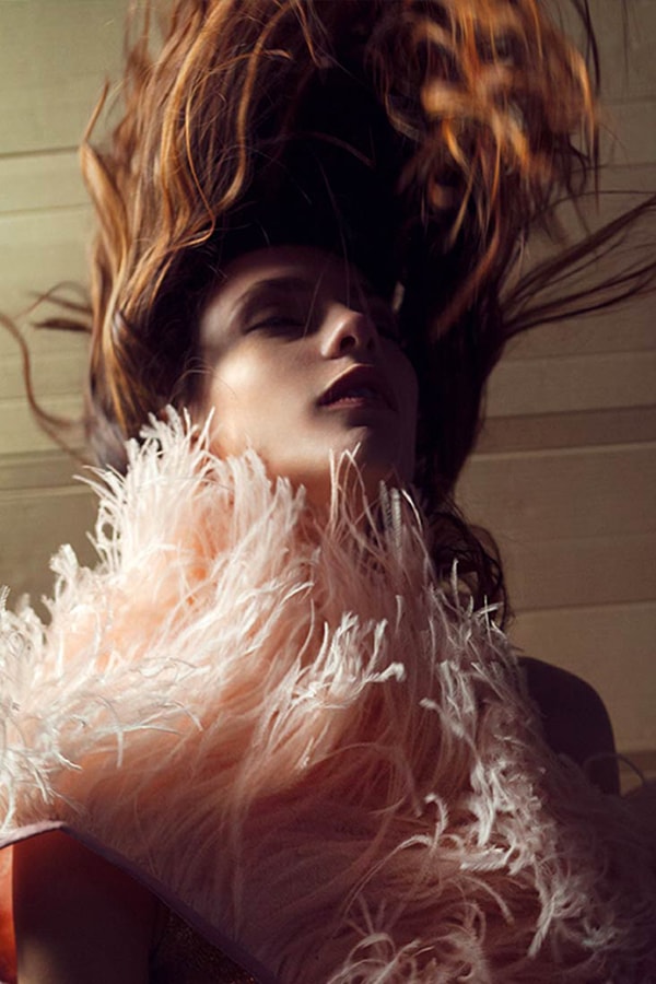 Mario Costantino Triolo dress with feathers