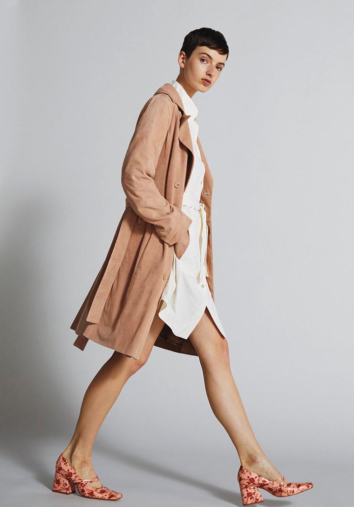 DROMe beige suede trench coat