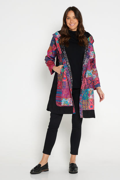 Bicheno Corduroy Coat - Magenta Patchwork