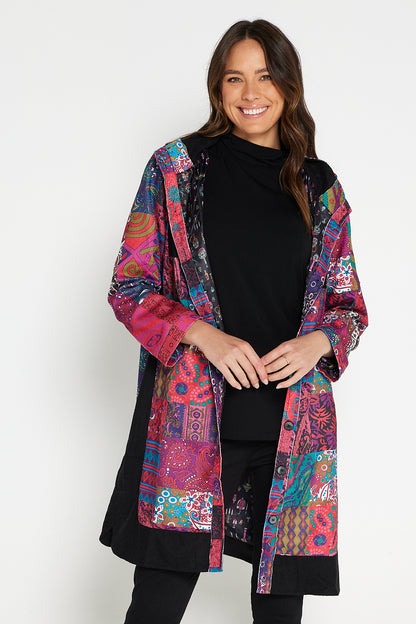 Bicheno Corduroy Coat - Magenta Patchwork