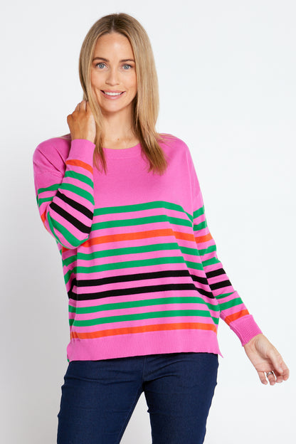 Ariana Knit Top - Pink/Green Stripe