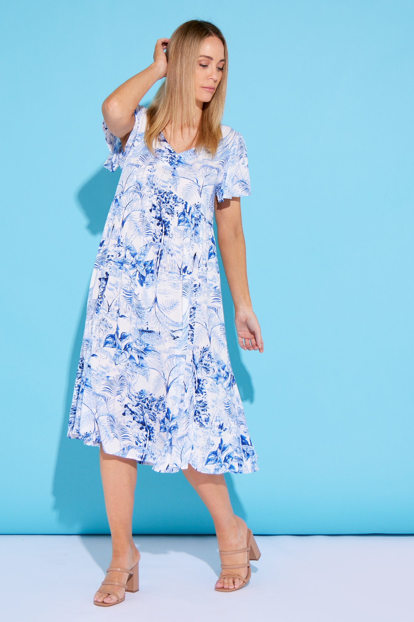 Image of Brighton Dress - Blue/White Print