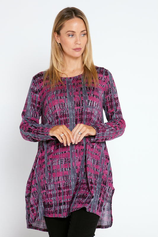 Barbara Knit Top - Magenta/Charcoal