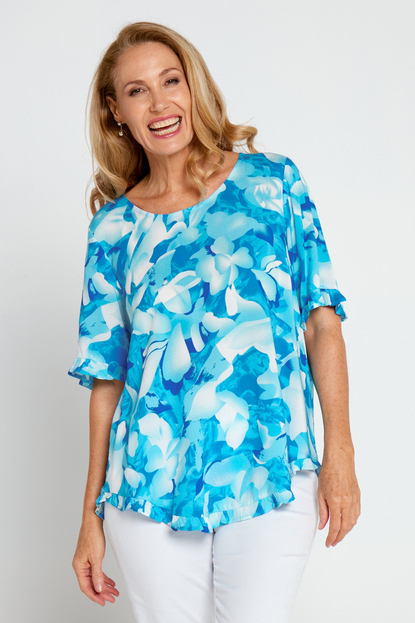 Image of Blossom Top - Azure Print
